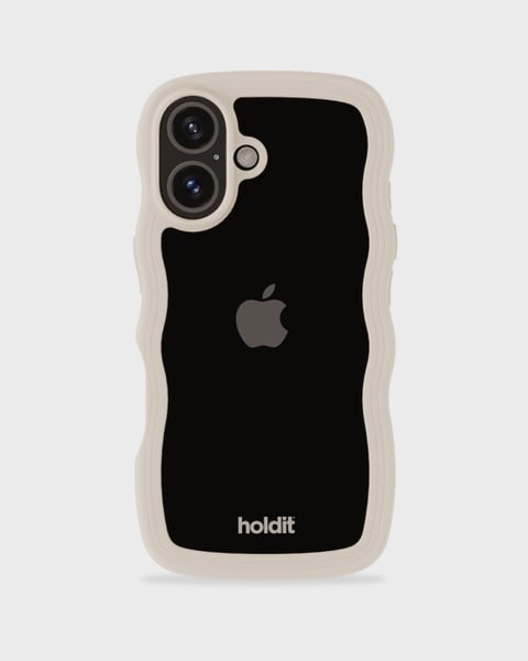 Phone Case Wavy Light Beige/Transparent iPhone 16 Plus