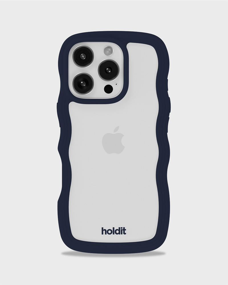 Phone Case Wavy Midnight Blue/Transparent iPhone 16 Pro
