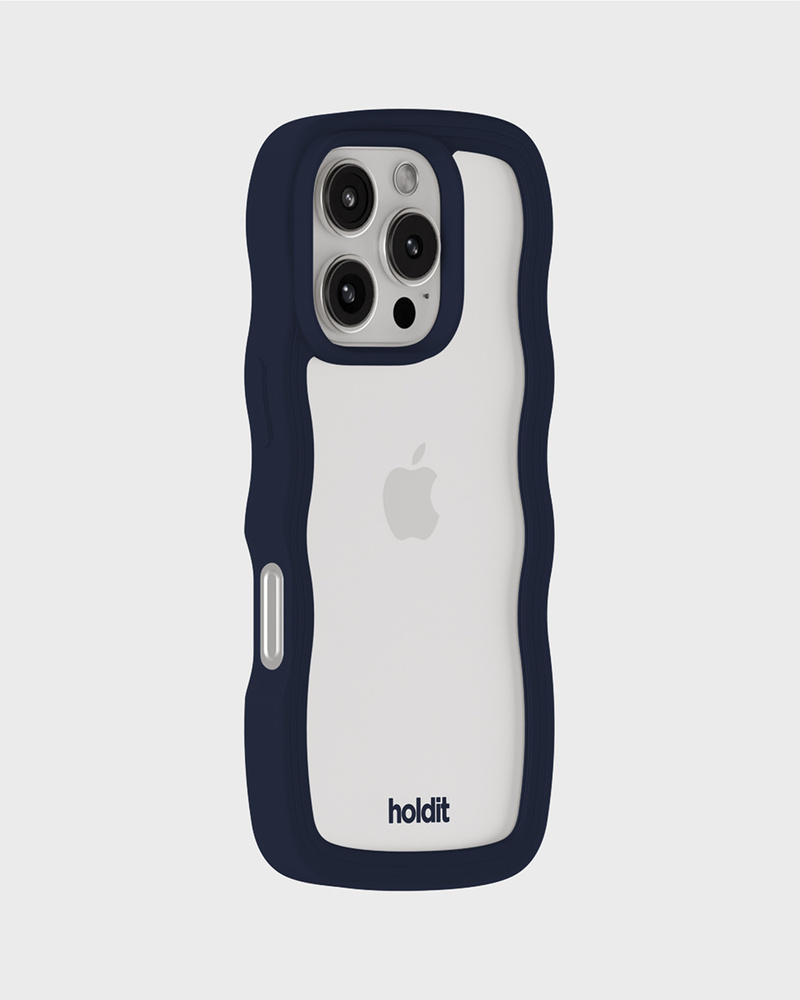 Phone Case Wavy Midnight Blue/Transparent iPhone 16 Pro