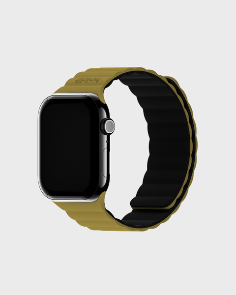 Watch Band Silicone Magnet Warm Olive/Black 38/40/41/42 mm