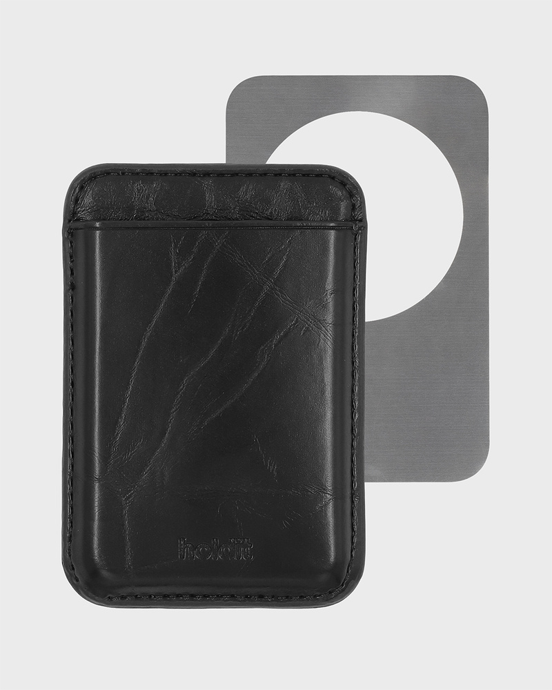 Black Crinkle Card Holder Magsafe Compatible