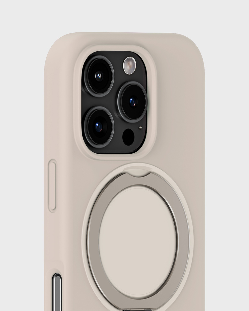 Silicone Stand Case Light Beige iPhone 16 Pro