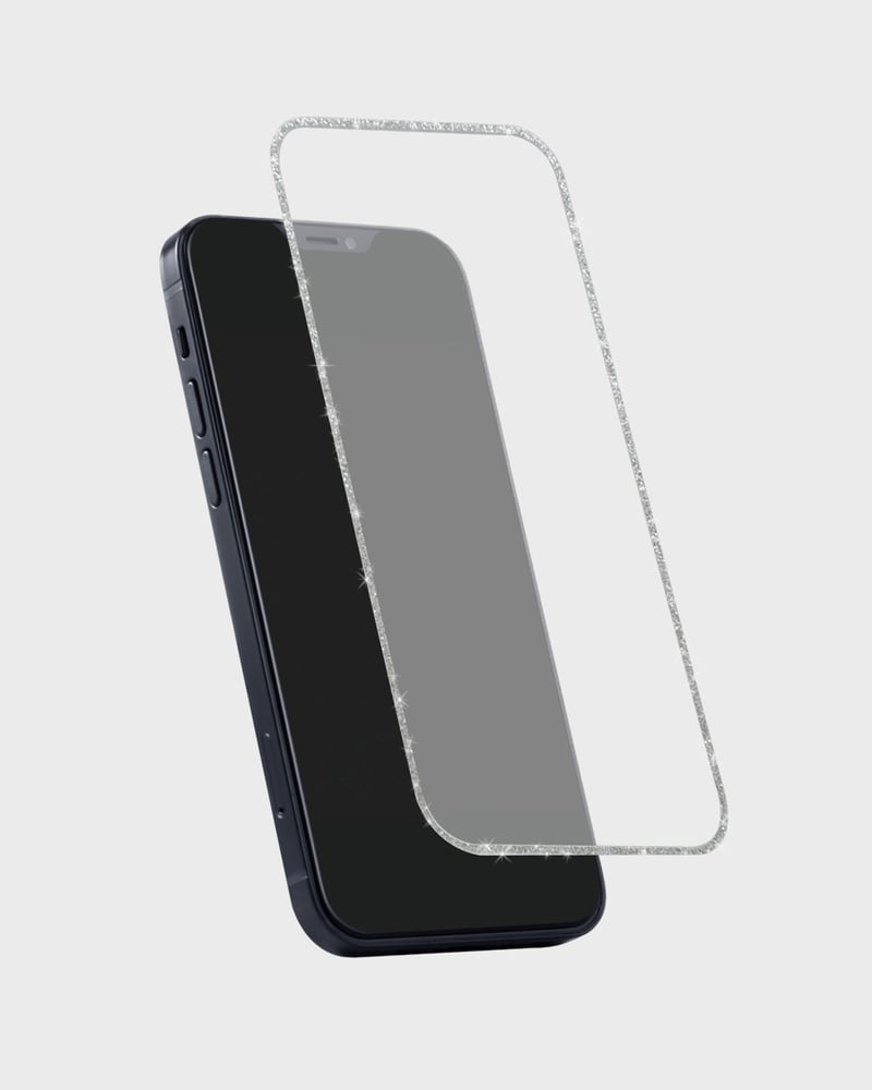 Screen Protector Glitter Frame Silver iPhone 15