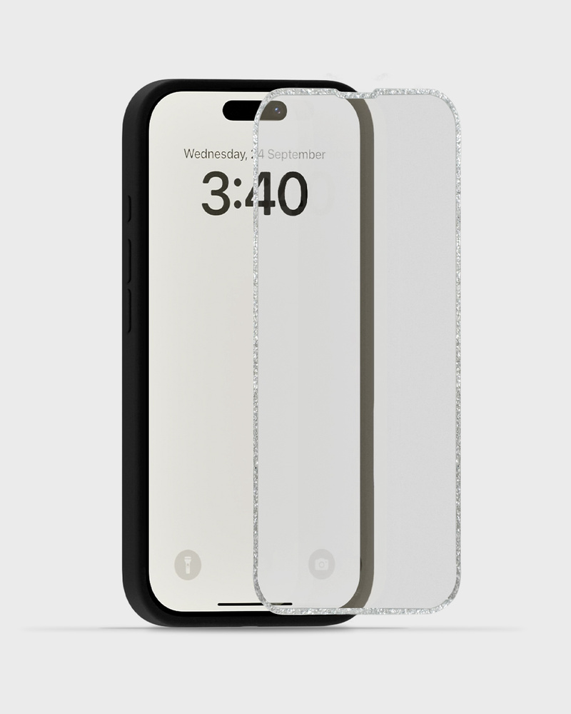 Screen Protector Silver Glitter Frame iPhone 15 Pro