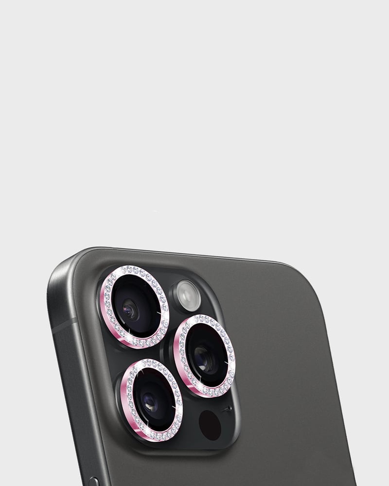 Camera Lens Protector Pink Glitter Frame iPhone 15 Pro