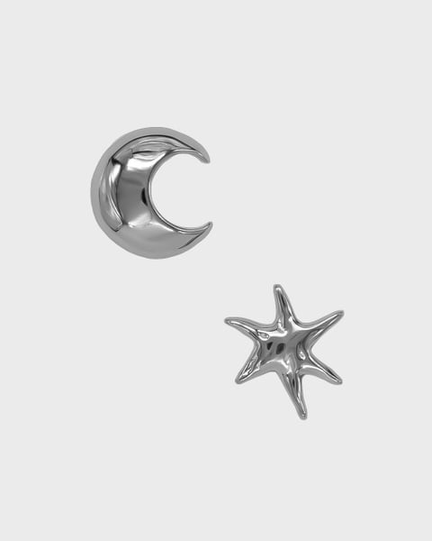 Stainless Steel Moon And Star Metal Sticker