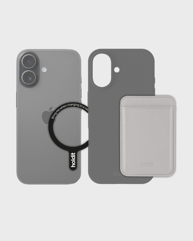 Magnet Ring Black & Card Holder Wool Gray