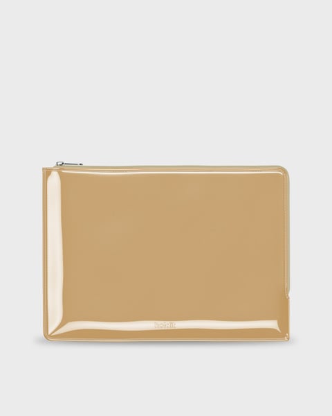 Padded Patent Beige Laptop Case 14"