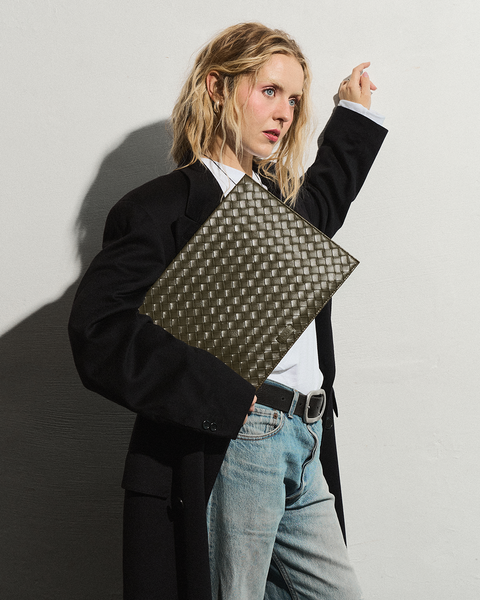Dark Olive Brine Woven Laptop Case 14"