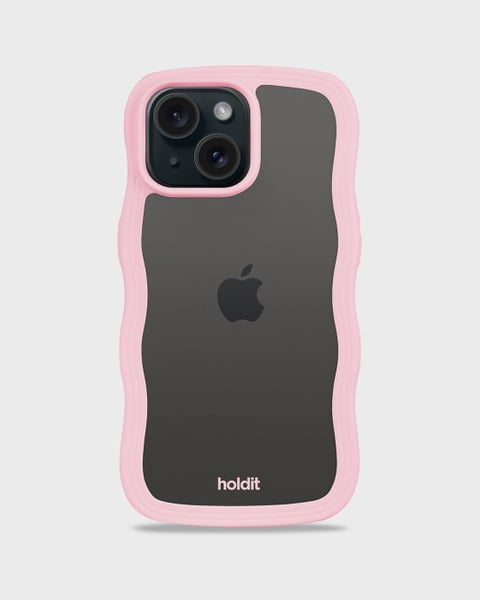 Phone Case Wavy Pink/Transparent iPhone 15 Plus