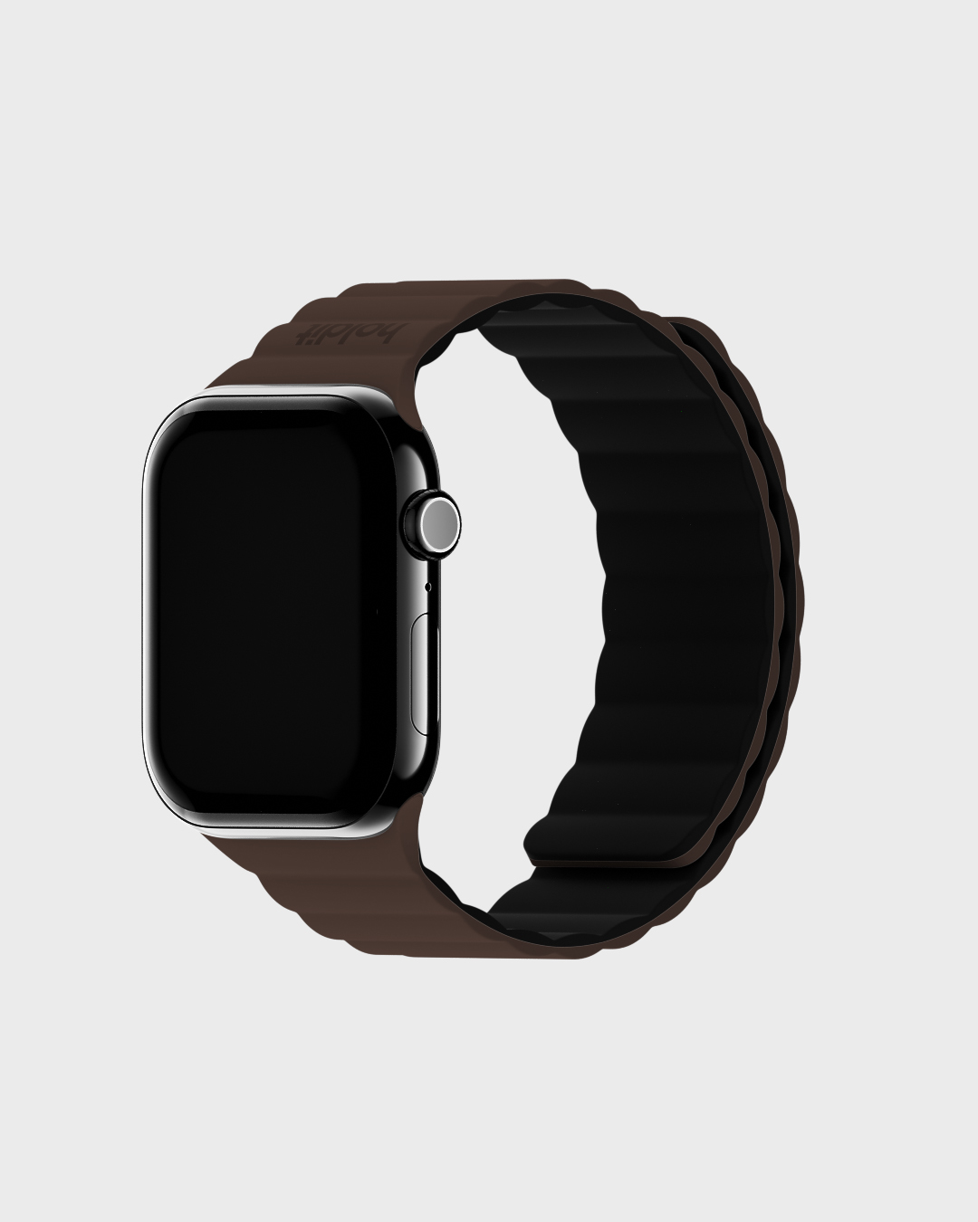 Holdit Watch Band Silicone Magnet Chocolate/Black 42/44/45/46/49 mm