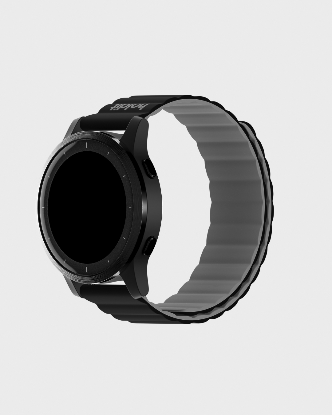 Holdit Watch Band Silicone Magnet Black/Gray 22mm